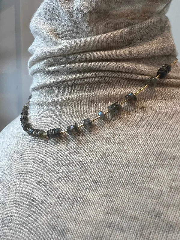 Family Necklaces-Labradorite Heishi Choker Necklace