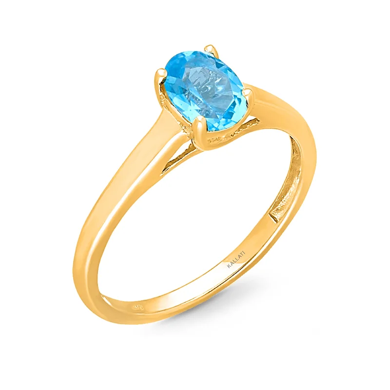 Custom Engagement Rings with Unique Designs-Kallati Blue Topaz Ring