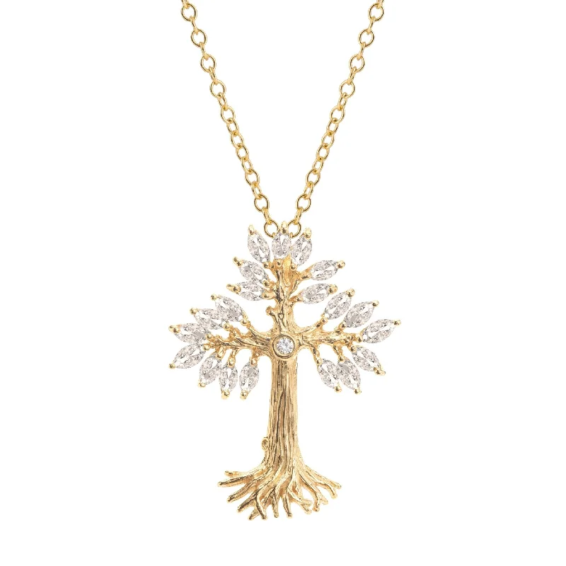 Custom Necklaces-Armenian Tree of Life 33mm Cross Pendant Necklace with Diamonds