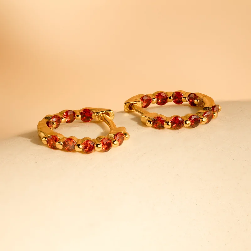 Elegant Designer Earrings-Inside Out Garnet Huggies