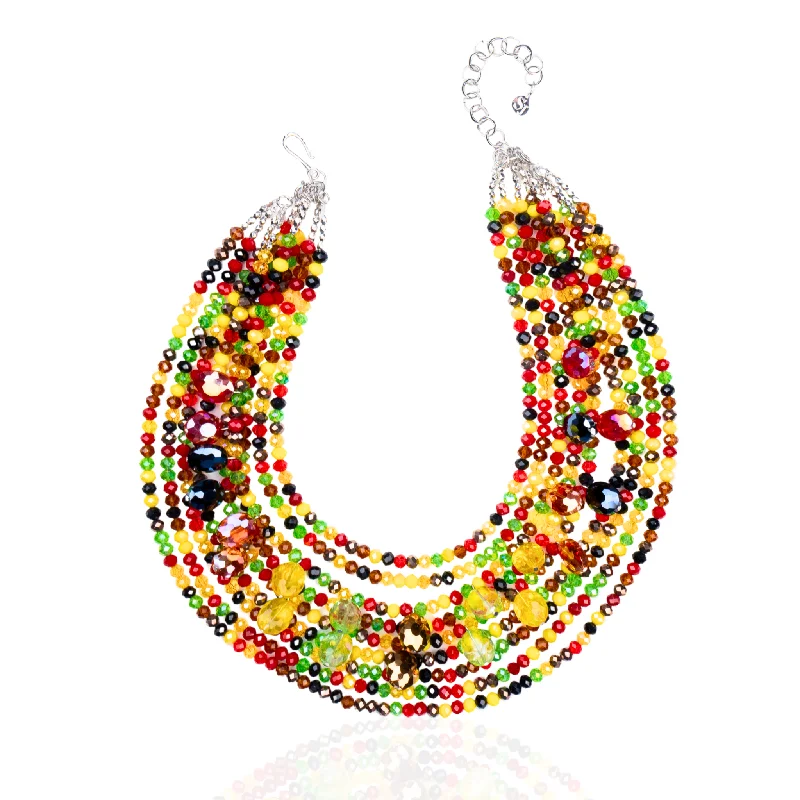 Statement Necklace Set-Malia Glass Sparkler Necklace - Rasta