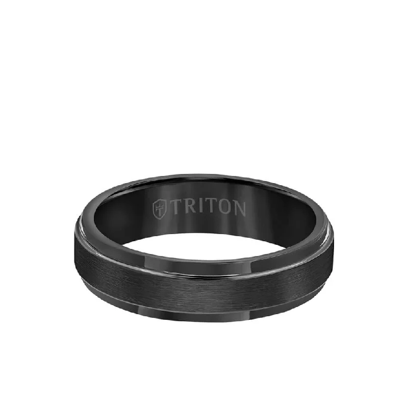 Customizable Engagement Rings for Couples-6MM Tungsten Carbide Ring - Satin Finish Center and Step Edge