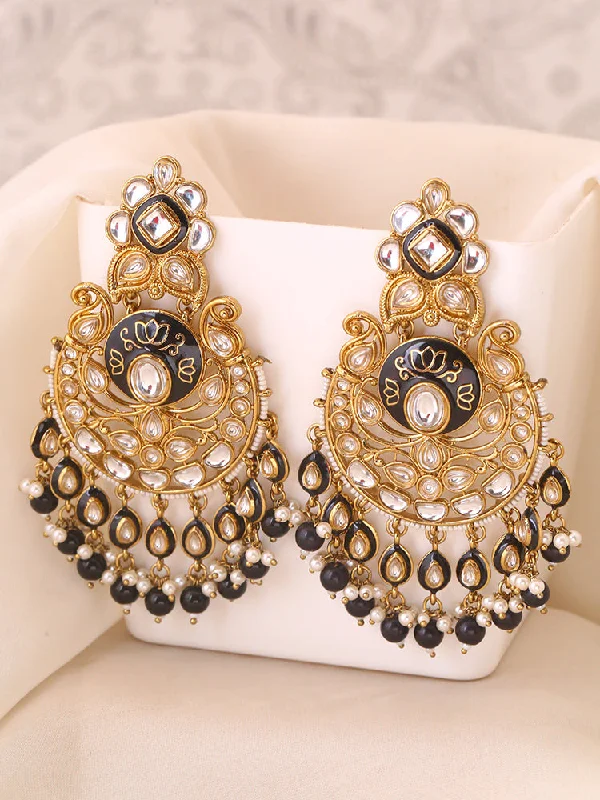 Vintage Drop Earrings-Jet Sunita Chandbalis