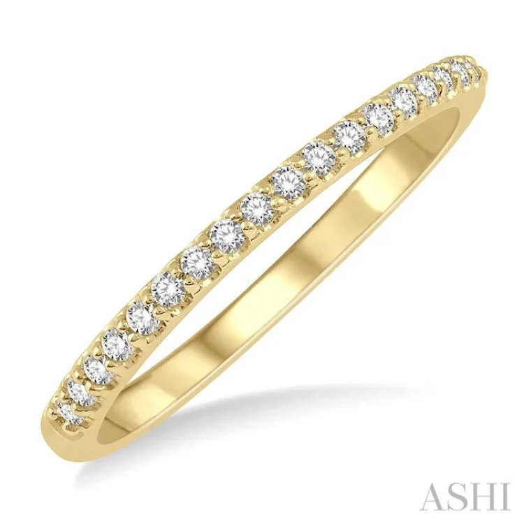 Wedding Ring Sets for Brides and Grooms-1/6 ctw Round Cut Diamond Wedding Band in 14K Yellow Gold