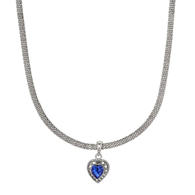 Elegant Necklaces-1928 Jewelry Eleganza Austrian Crystal Heart Pendant Necklace 13" + 5" Extension