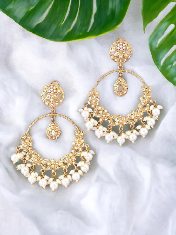 Custom Drop Earrings for Women-Ivory Darshana Ethnic Chandbalis