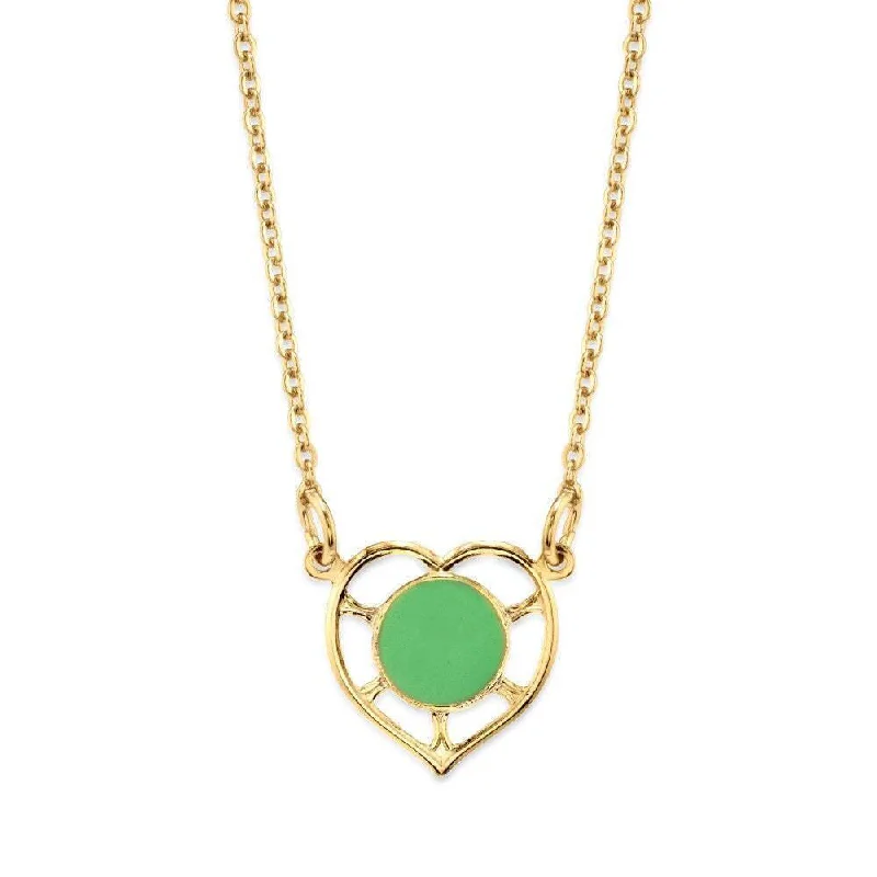 Gold Chain Necklaces-1928 Jewelry Dainty Heart With Enamel Circle Pendant Necklace 16"