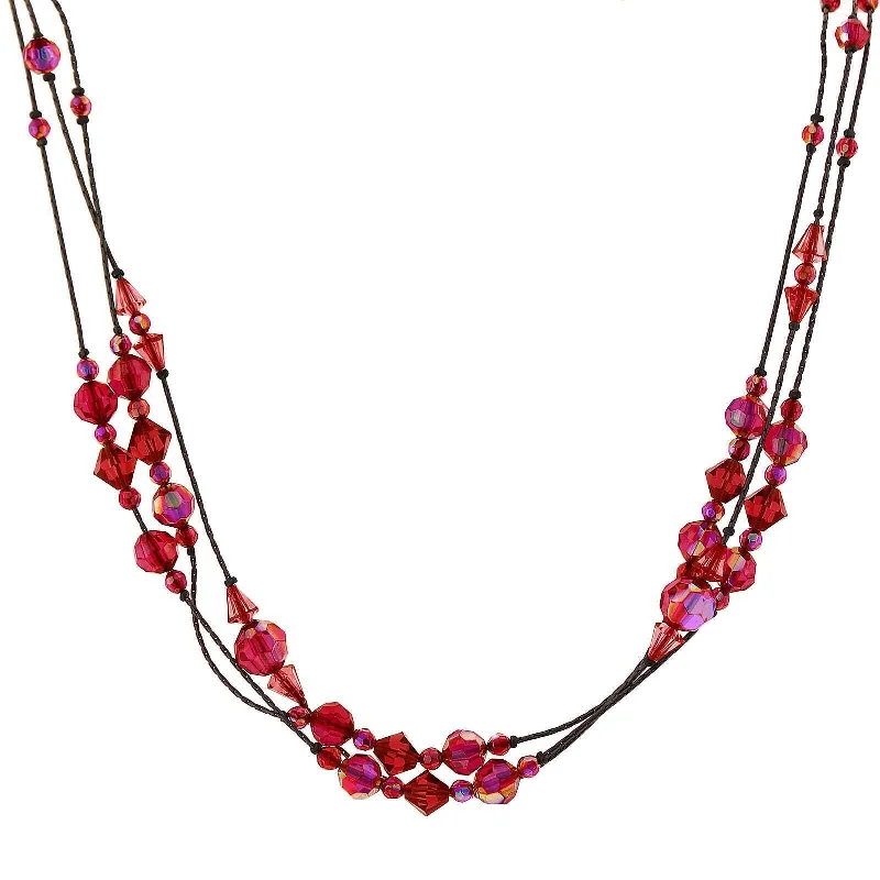 Infinity Necklaces-2028 Jewelry Illuminations AB Crystal Beaded Strand Necklace 16" + 3" Extender