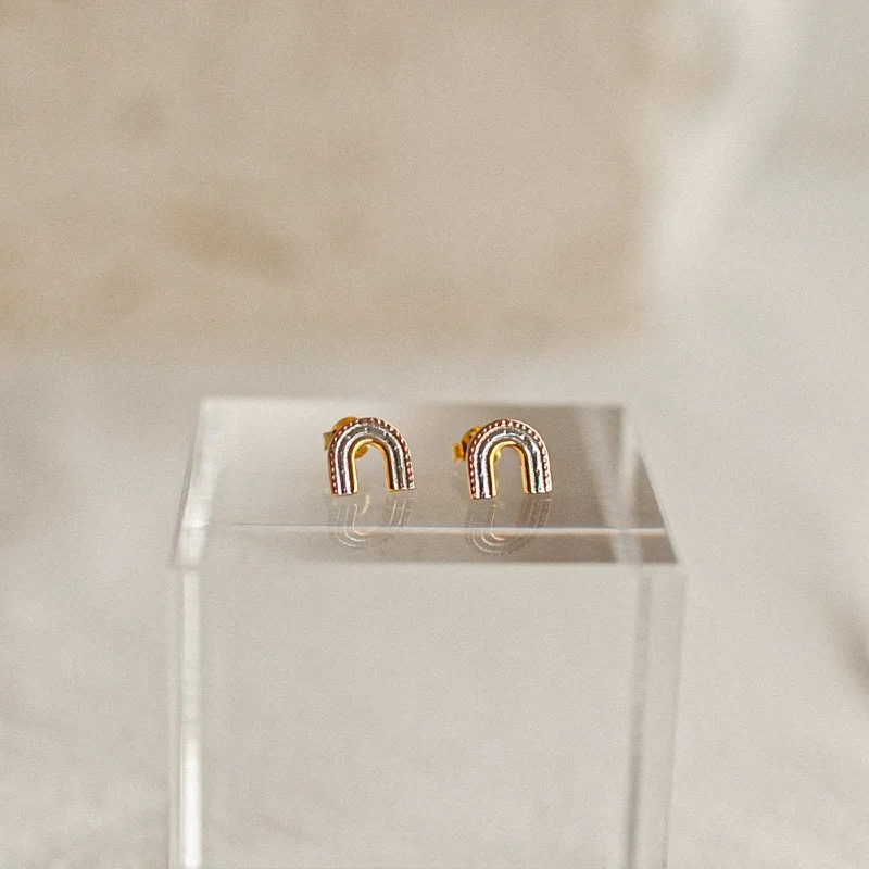 Large Crystal Drop Hoop Earrings-Hope Rainbow Studs