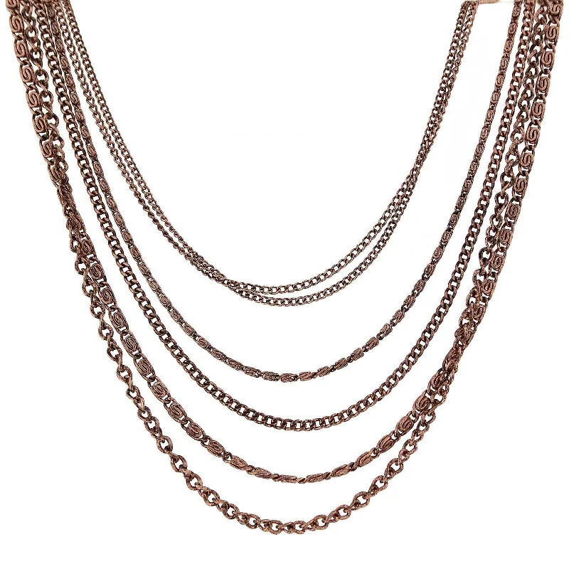 Love Necklaces-2028 Jewelry Luxe Layered Multi-Chain Necklace 16" + 3" Extender