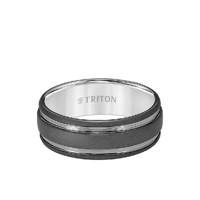 Unique Wedding Rings with Diamonds-8MM Tungsten Carbide Ring with Sandblast Finish