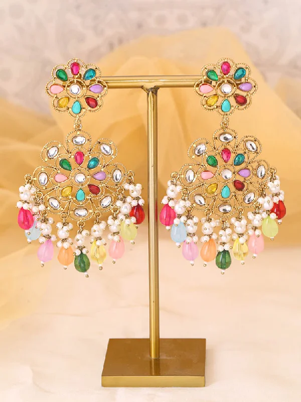 Cute Drop Gemstone Earrings-Multicolor Tanu Danglers