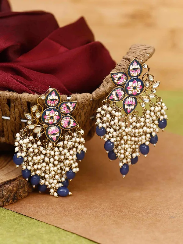 Designer Hoop Earrings-Navy Chakrika Danglers - EOSS