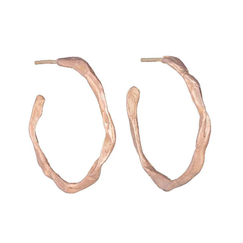 Simple Pearl Stud Earrings-Penzance Hoops 9ct Rose Gold