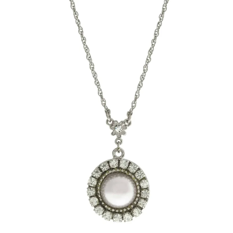 Zodiac Sign Necklaces-1928 Jewelry Round Multi-Crystal Floral Accent Drop Pendant Necklace 16" + 3" Extender