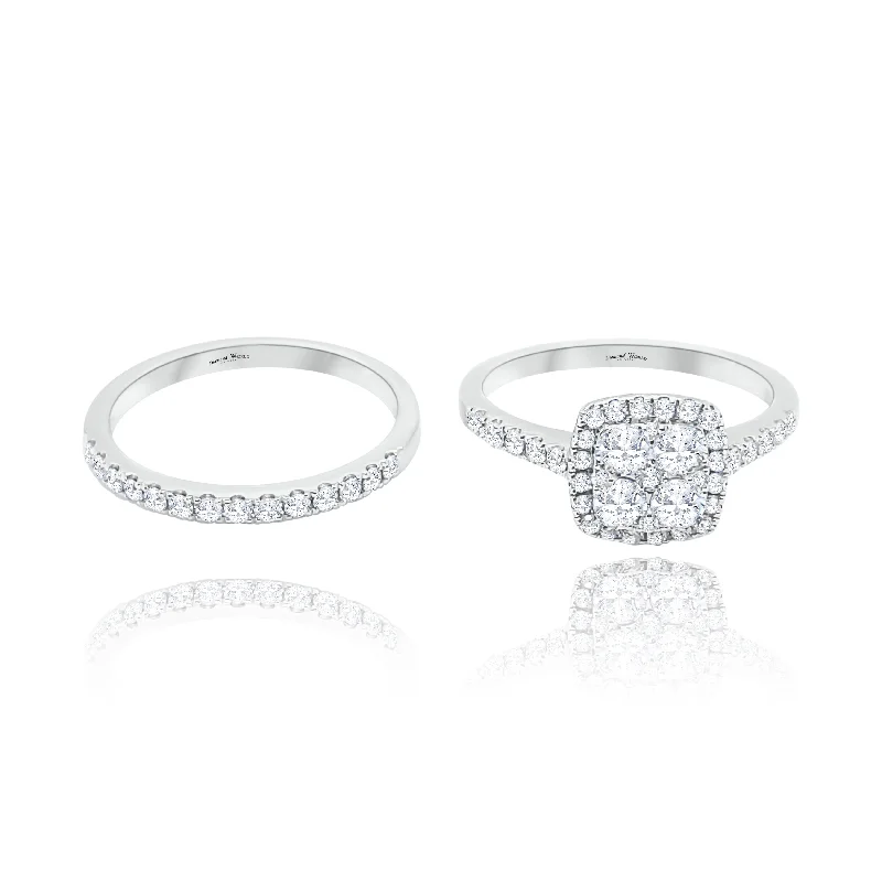 Fashionable Wedding Rings-Halo Cushion cut Style Invisible set Diamonds Ring & anniversary Ring