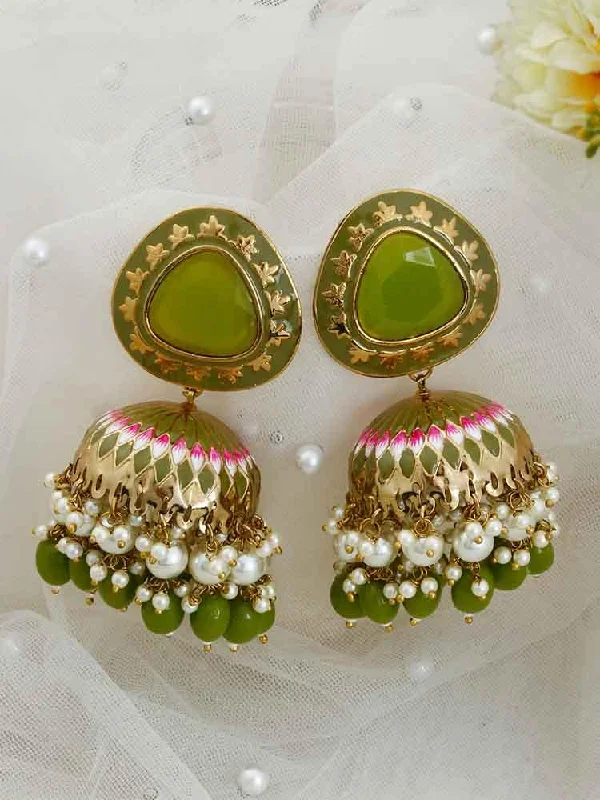 Luxury Silver Hoop Earrings-Olive Chetaki Jhumkis