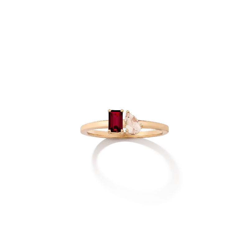 Designer Silver Promise Rings-Toi et Moi Gemstone Mini Classic Ring