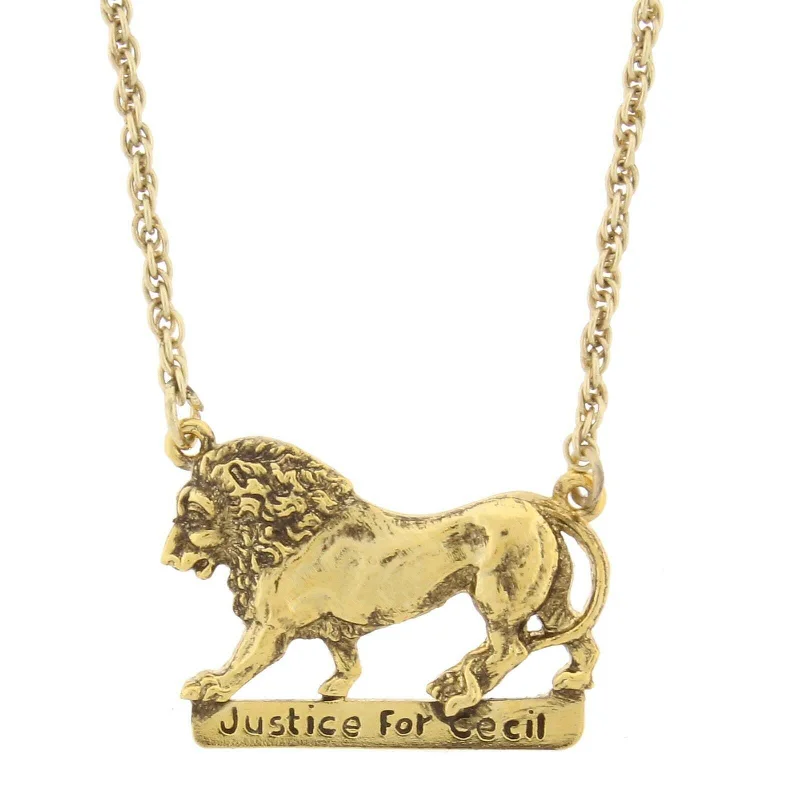 Rose Gold Necklaces-1928 Jewelry Justice For Cecil The Lion Pendant Necklace 16" + 3" Extender