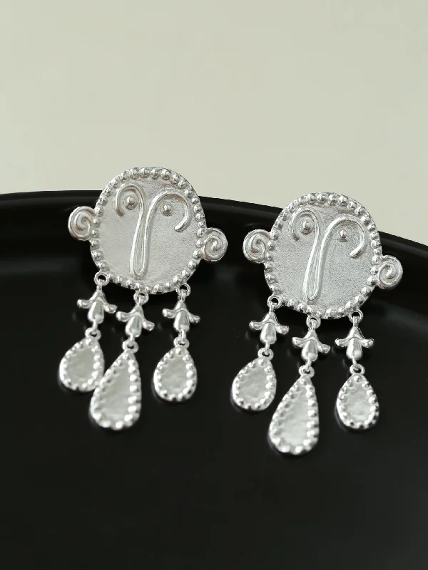 Trendy Silver Earrings for Women-Sterling Silver Crying Man Earrings