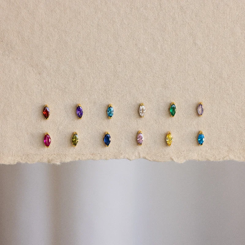 Modern Crystal Earrings-Marquise Birthstone Studs