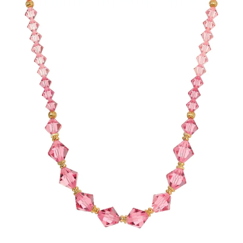 Color Changing Necklaces-1928 Jewelry Graduated Austrian Pink Lantern Crystal Necklace 15"+ 3" Extender