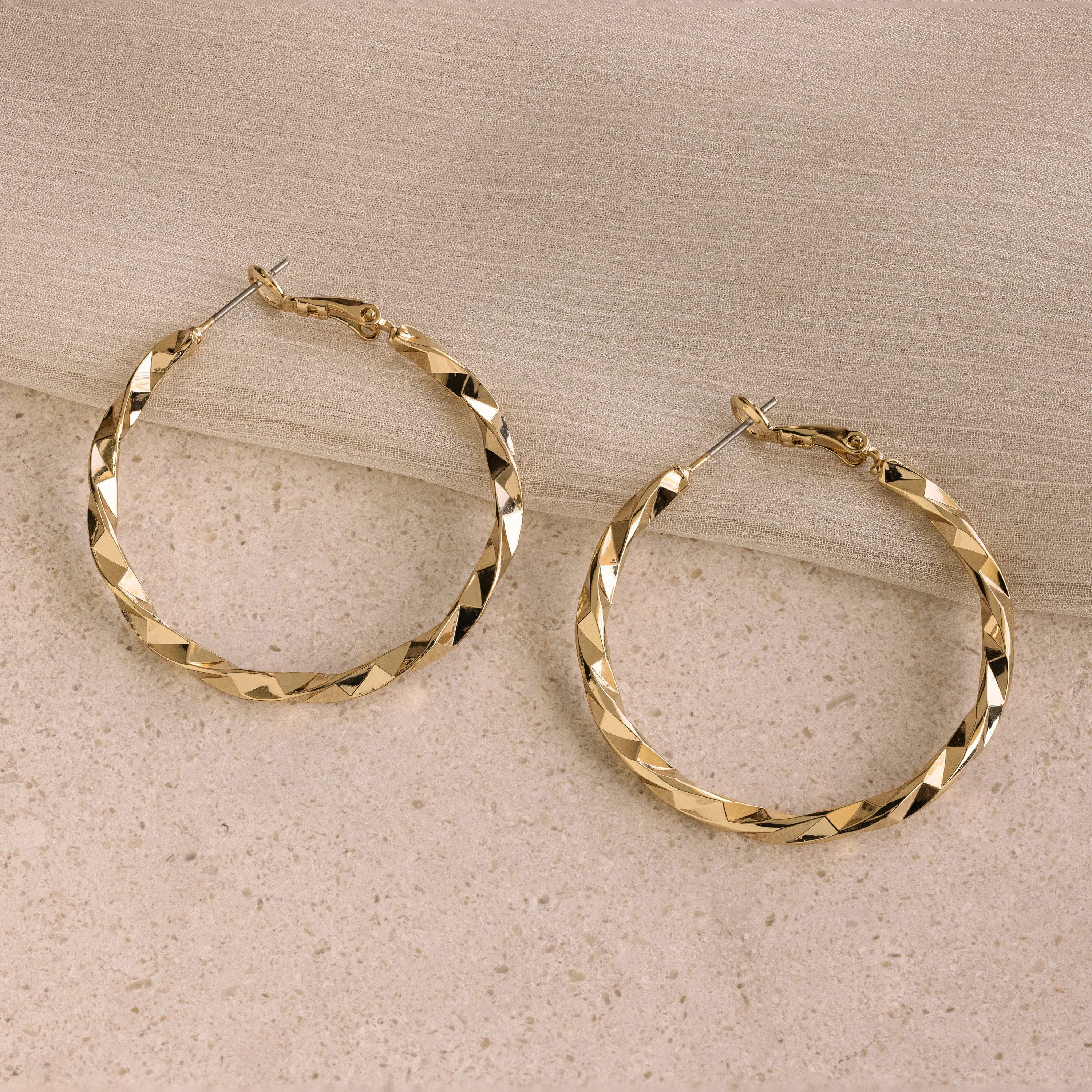 Bold Drop Earrings for Women-Large Twisted Hoops