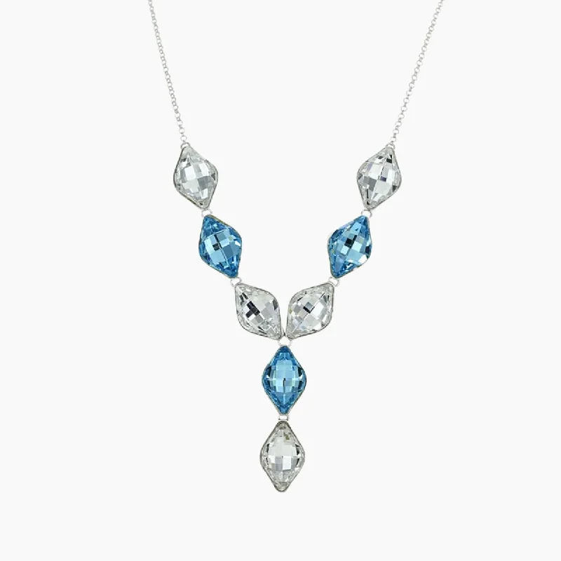 Gemstone Necklaces-Swarovski Crystal Statement Necklace in Sterling Silver