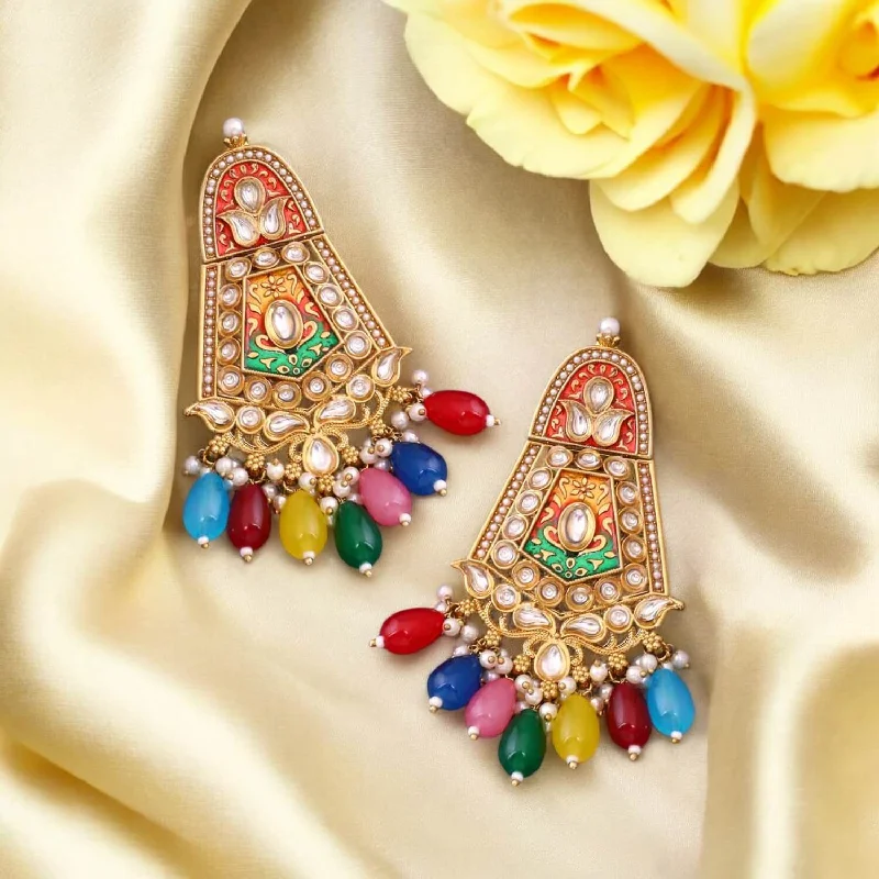 Large Crystal Earrings-Prismatic Aasavari Danglers