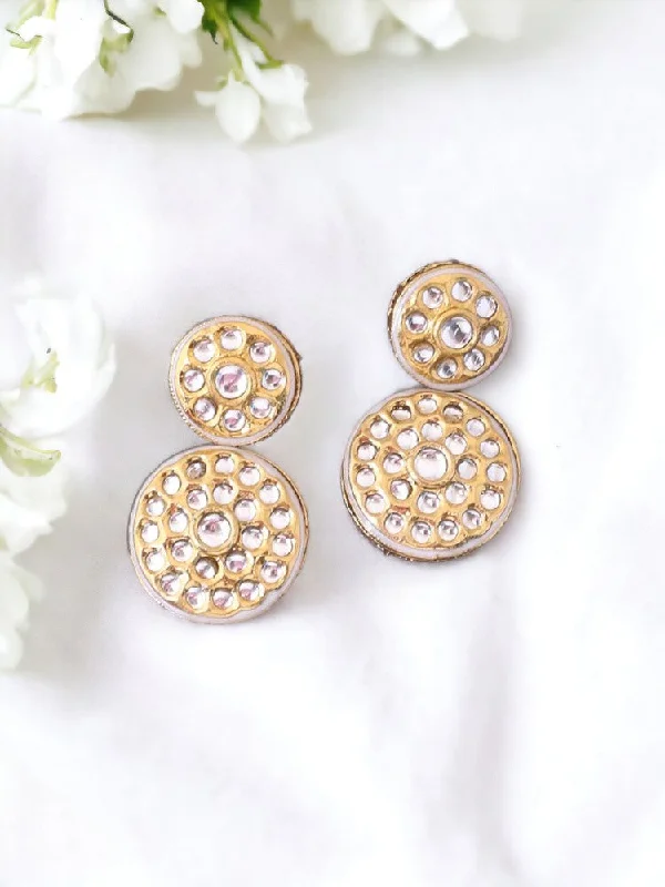 Crystal Stud Earrings-Ivory Krishika Danglers