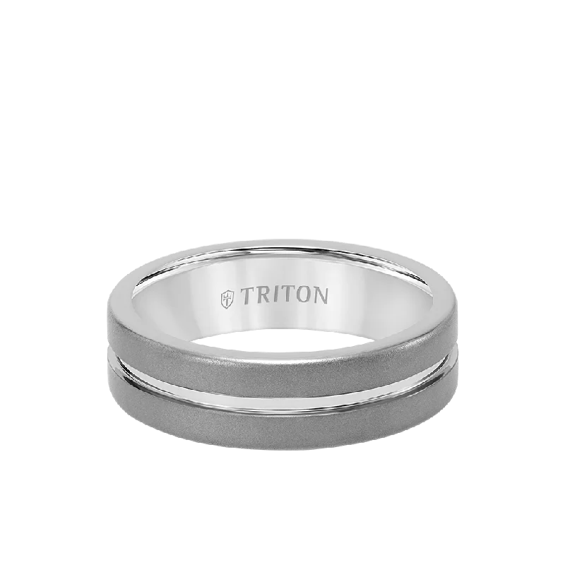 Custom Stackable Wedding Rings-7MM Tungsten Carbide Ring with Sandblast Finish