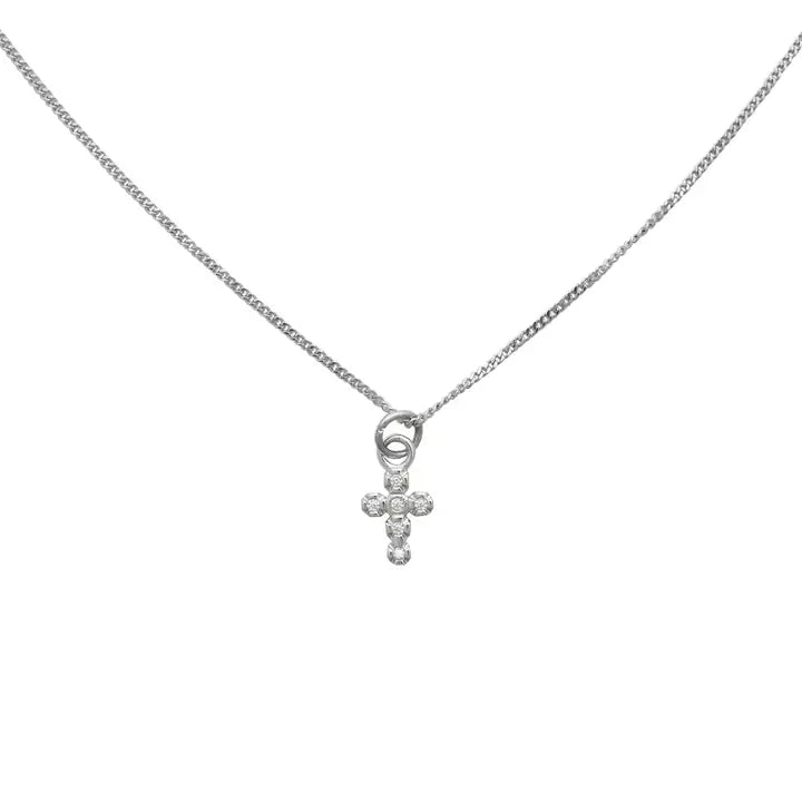 Amethyst Necklaces-Silver Shiny Cross Necklace