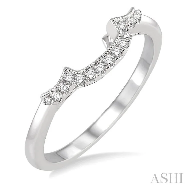 Custom Rings for Special Occasions-1/10 ctw Round Cut Diamond Wedding Band in 14K White Gold