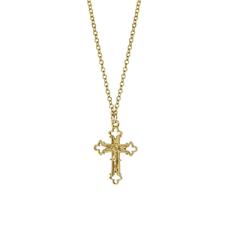 Custom Charm Necklaces-Symbols Of Faith Crucifix Cross Pendant Necklace 18"