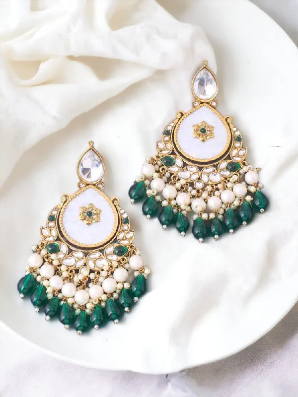 Classic Silver Earrings-Emerald Amulya Chandbalis