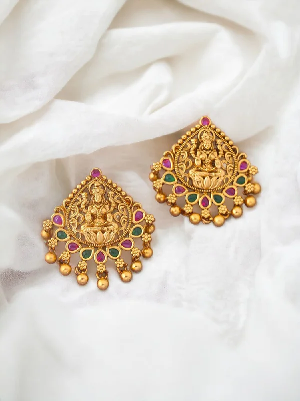 Large Pearl Earrings for Women-Multicolor Harsidhhi Temple Studs