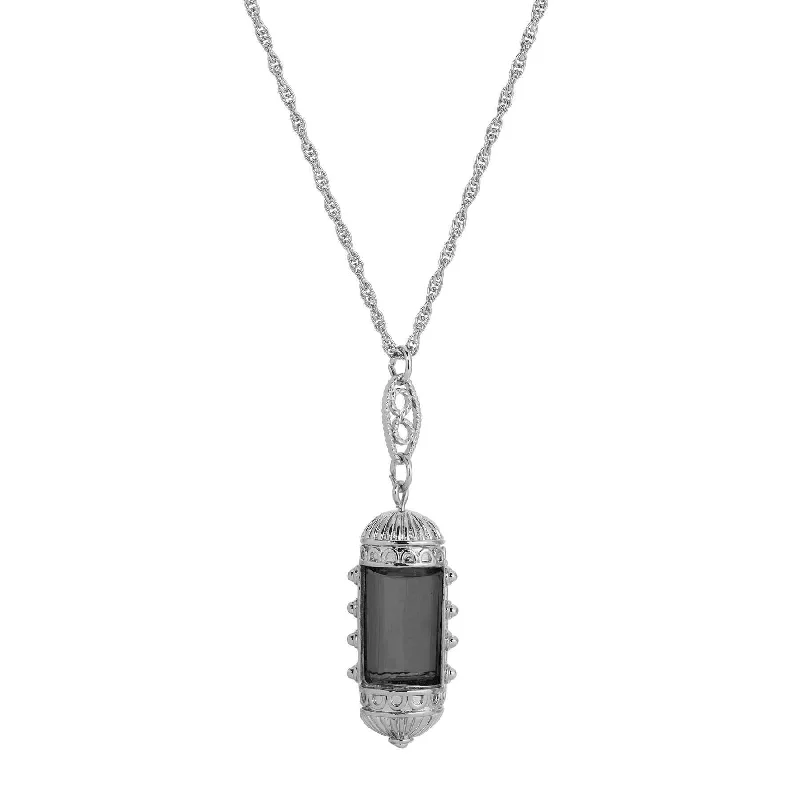 Custom Necklaces-1928 Jewelry Elongated Deco Glass Stone Pendant Necklace 20"