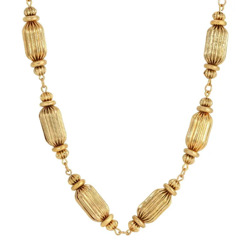 Ruby Necklaces-1928 Jewelry Gold Rondelle Glam Beads Link Necklace 16" + 3" Extension