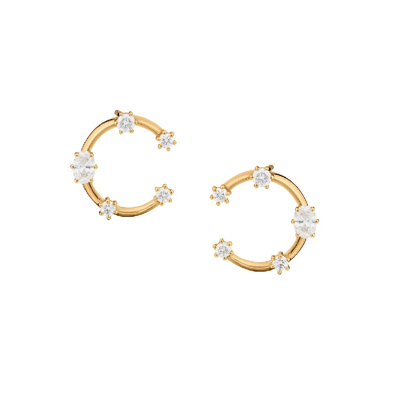 Luxury Silver Hoop Earrings-DIAMOND CONSTELLATION EARRINGS