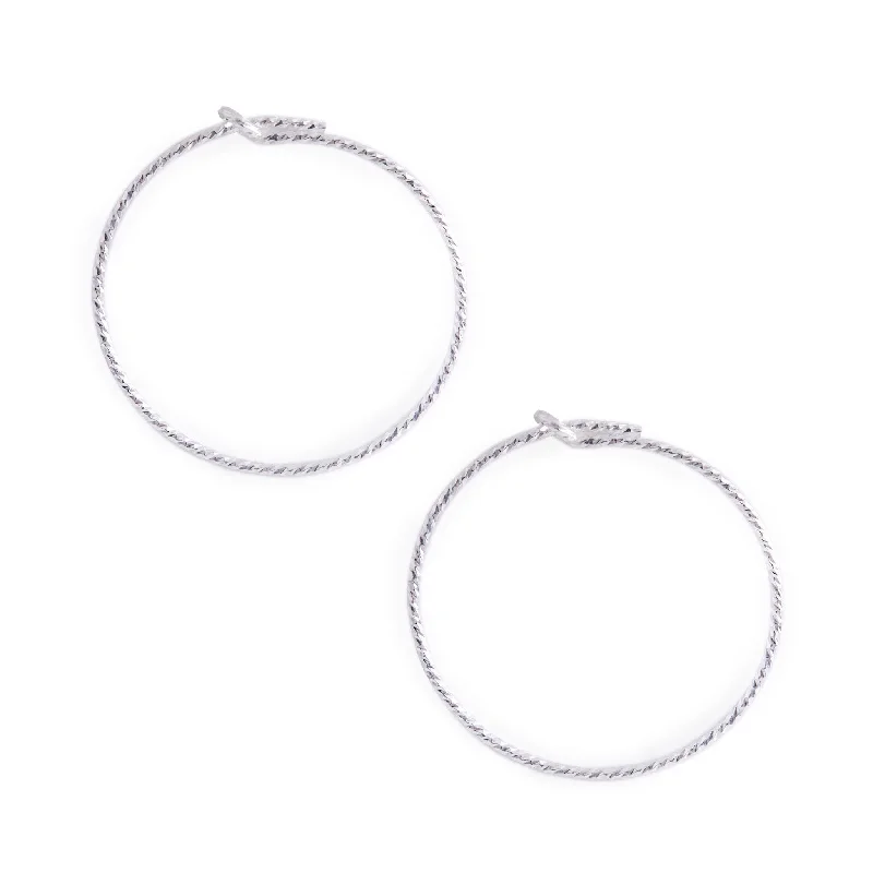 Custom Pearl Drop Earrings-Silver Textured Hoop Earrings