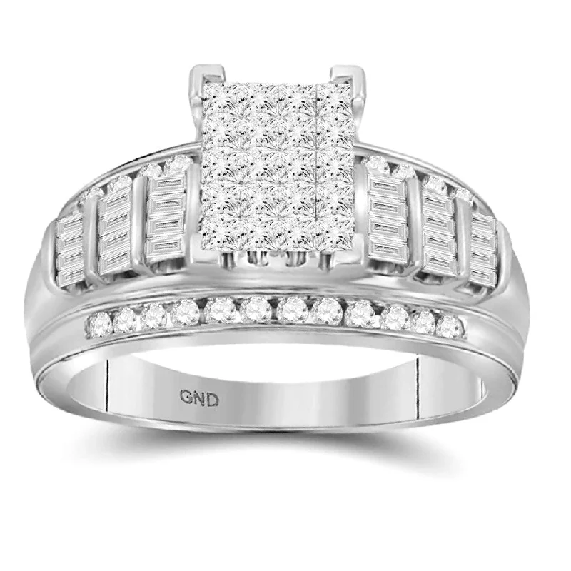 Custom Wedding Ring Designs-2ctw Princessa Diamond Cluster Promise Forever Ring