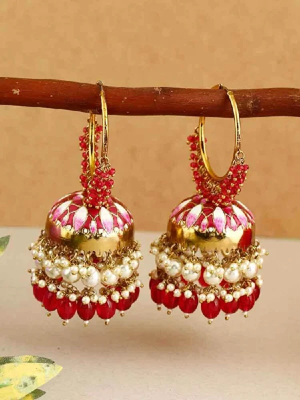 Crystal Pearl Earrings-Rani Rajamani Jhumkis - EOSS