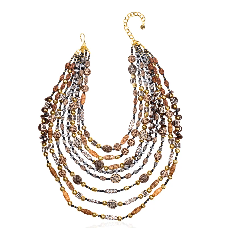 Retro Necklaces-Caliope Cascading Chain - Tribal