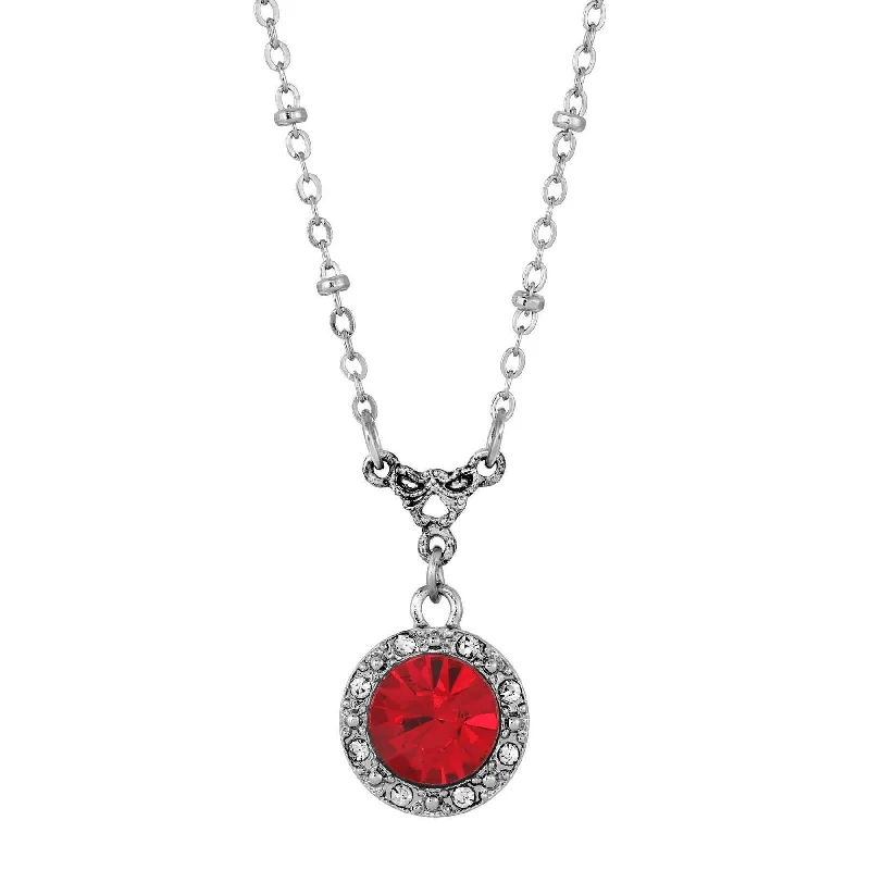 High-End Necklaces-1928 Jewelry Petite Red Crystal Drop Necklace 16" + 3" Extender