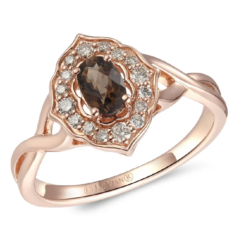 Custom Gold Wedding Ring Sets-Le Vian Chocolate Quartz® Diamond Ring