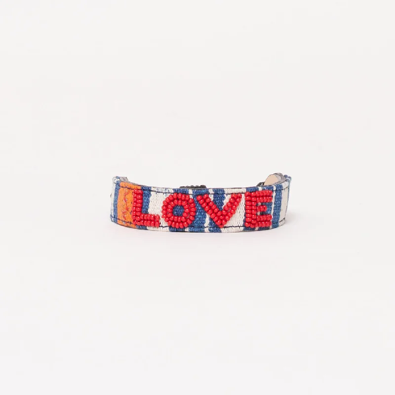 Custom Charm Cuff Bracelets-Mara Baule LOVE Bracelet - Red