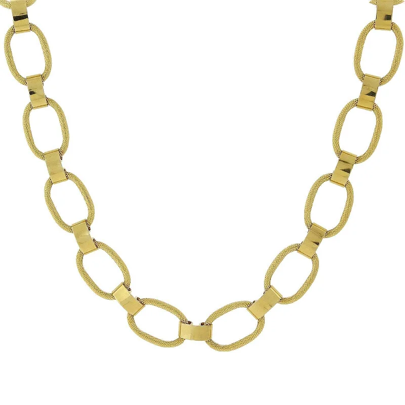 Vintage Gold Necklaces-1928 Jewelry Classic Textured Link Necklace 18"