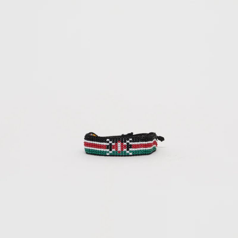 Custom Beaded Cuff Bracelets for Women-Woven Kenya Flag Bracelet