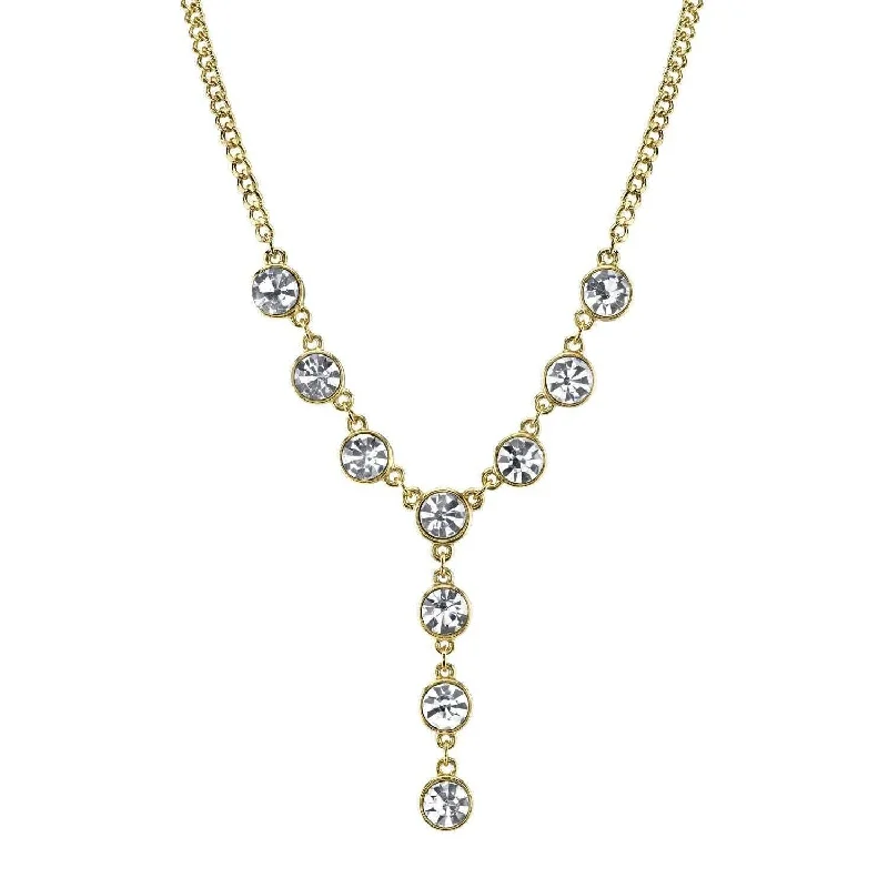 Retro Necklaces-2028 Jewelry Multi Crystal Diamond Cut Cable Chain Y-Necklace 16" + 3" Extender