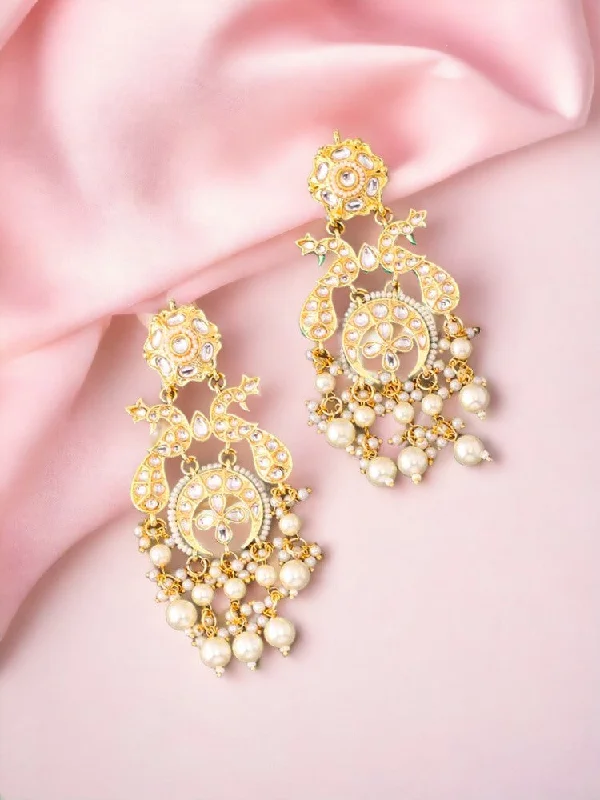 Geometric Drop Earrings for Women-Ivory Prerna Danglers